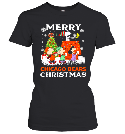 Merry Chicago Bears Christmas Snoopy Peanuts Women's T-Shirt