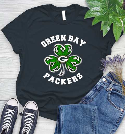 NFL Green Bay Packers Three Leaf Clover St Patrick's Day Football Sports Women's T-Shirt 8