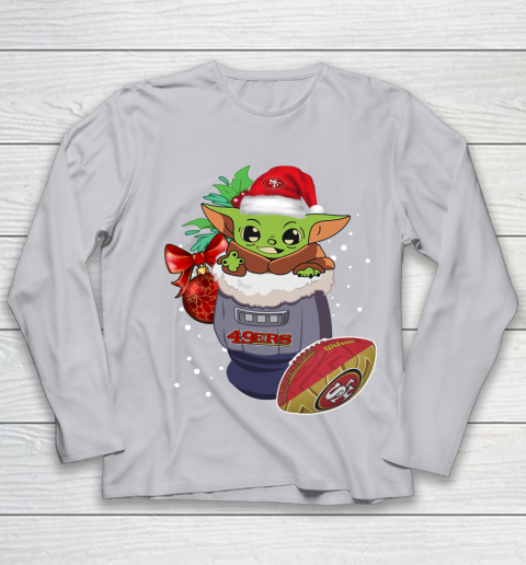 San Francisco 49ers Christmas Baby Yoda Star Wars Funny Happy NFL Youth Long Sleeve 5