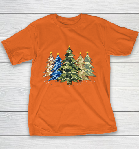 Camo Print Christmas Trees with Camouflage Print Xmas Youth T-Shirt 4