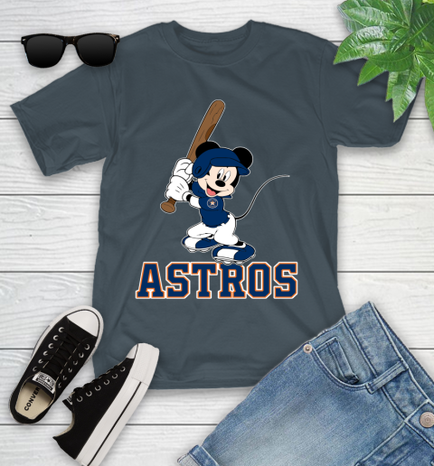 MLB Baseball Houston Astros Cheerful Mickey Mouse Shirt Youth T-Shirt 8