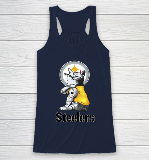 NFL Football My Cat Loves Pittsburgh Steelers Racerback Tank 8