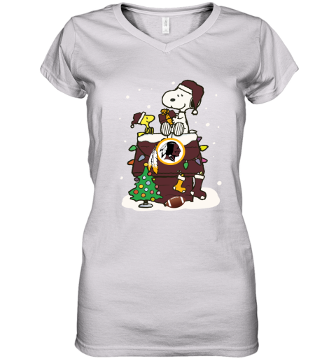 A Happy Christmas With Washington Redskins Snoopy Women's V-Neck T-Shirt