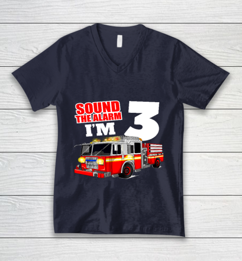 Kids Fire Truck 3rd Birthday T Shirt Boy Firefighter 3 Years Old V-Neck T-Shirt 2