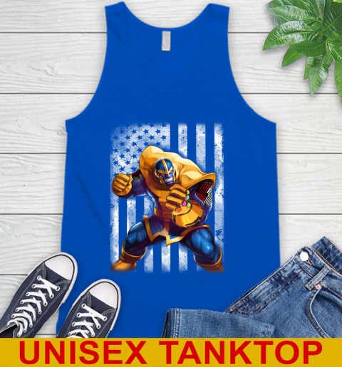NBA Basketball Portland Trail Blazers Thanos Marvel American Flag Shirt Tank Top 4