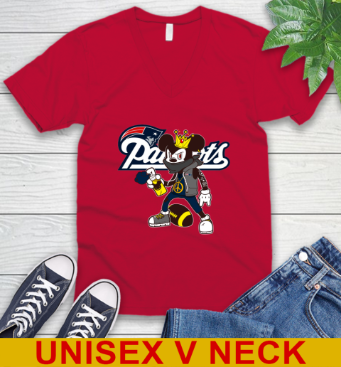 New England Patriots NFL Football Mickey Peace Sign Sports V-Neck T-Shirt 7