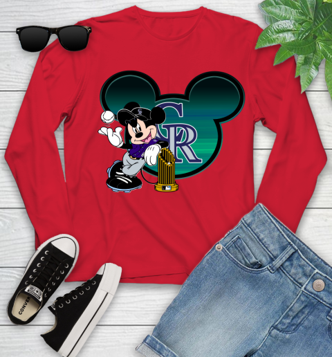 MLB Colorado Rockies The Commissioner's Trophy Mickey Mouse Disney Youth Long Sleeve 11