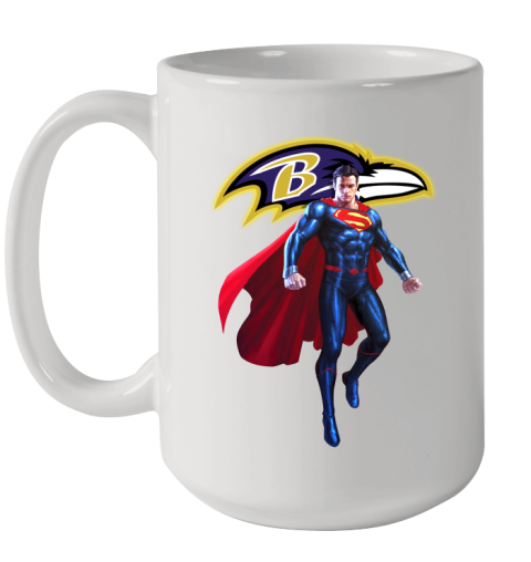 NFL Superman DC Sports Football Baltimore Ravens Ceramic Mug 15oz