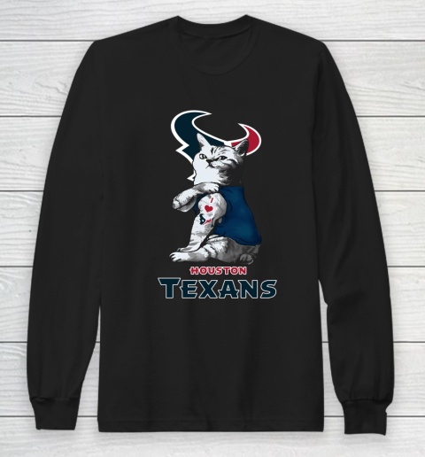 NFL Football My Cat Loves Houston Texans Long Sleeve T-Shirt