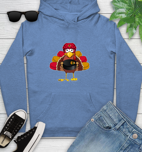 Chicago Blackhawks Turkey Thanksgiving Day Youth Hoodie 12