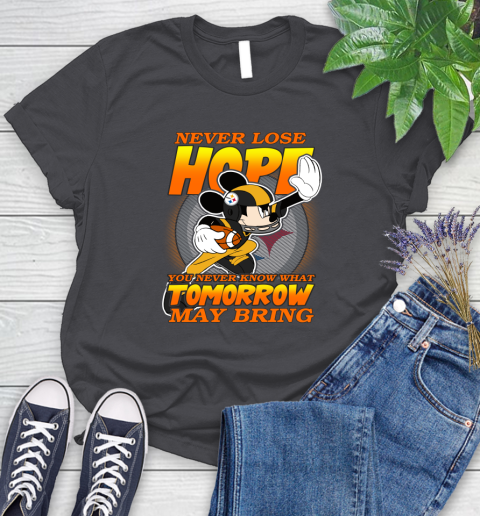 Pittsburgh Steelers NFL Football Mickey Disney Never Lose Hope Women's T-Shirt - Image 9