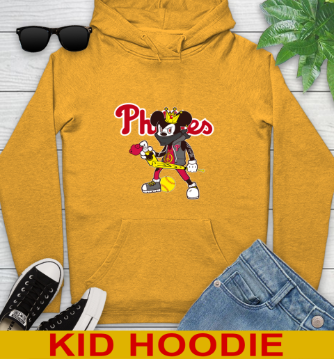 Philadelphia Phillies MLB Baseball Mickey Peace Sign Sports Youth Hoodie 3