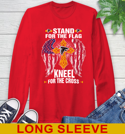 NFL Football Atlanta Falcons Stand For Flag Kneel For The Cross Shirt Long Sleeve T-Shirt 12