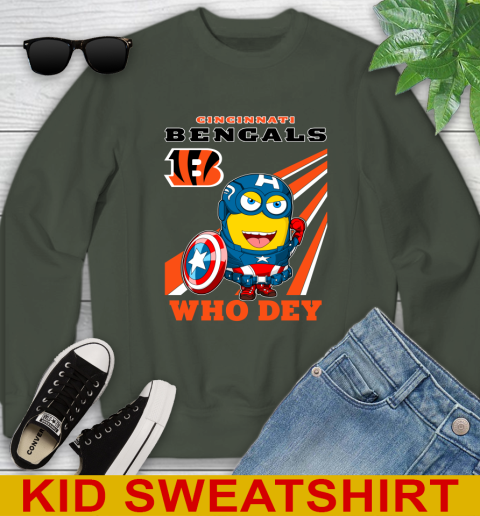 NFL Football Cincinnati Bengals Captain America Marvel Avengers Minion Shirt Youth Sweatshirt 8