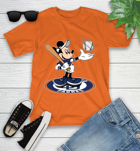 MLB Baseball San Diego Padres Cheerful Mickey Disney Shirt Youth T-Shirt 7