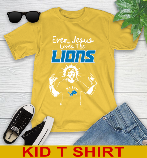 Detroit Lions NFL Football Even Jesus Loves The Lions Shirt Youth T-Shirt 9
