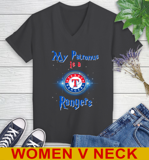 MLB Baseball Harry Potter My Patronus Is A Texas Rangers Women's V-Neck T-Shirt 8