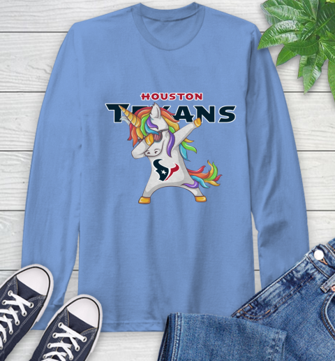 Houston Texans NFL Football Funny Unicorn Dabbing Sports Long Sleeve T-Shirt 11