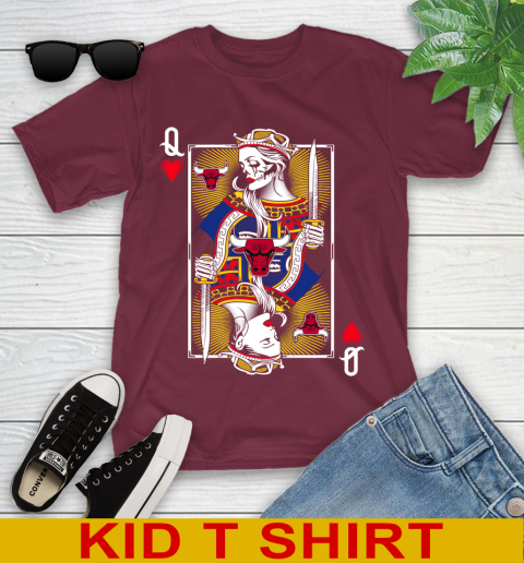 NBA Basketball Chicago Bulls The Queen Of Hearts Card Shirt Youth T-Shirt 5