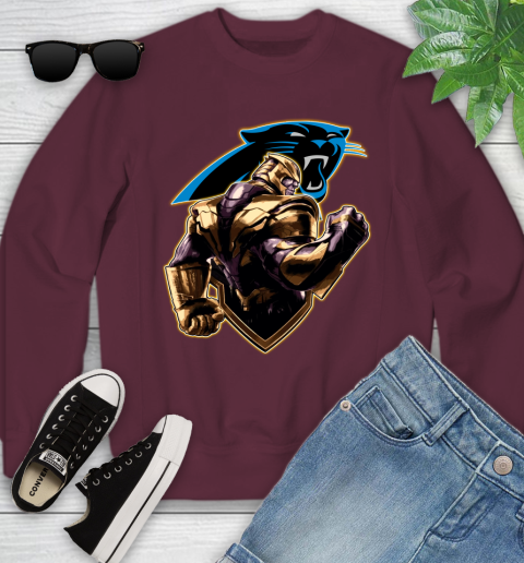 NFL Thanos Avengers Endgame Football Sports Carolina Panthers Youth Sweatshirt 5