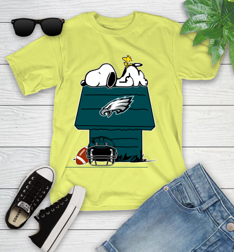 Philadelphia Eagles NFL Football Snoopy Woodstock The Peanuts Movie Youth T-Shirt 8