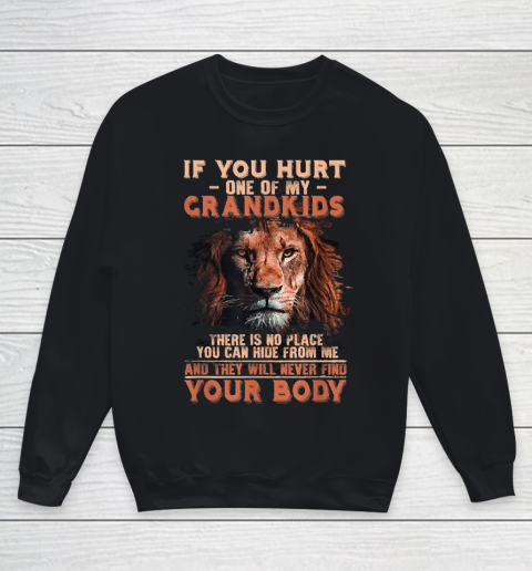 Grandpa Funny Gift Apparel  If You Hurt One Of My Grand Funny Lion Grandpa Youth Sweatshirt
