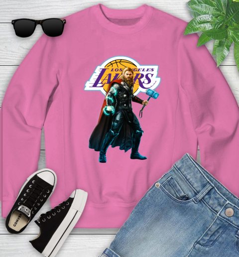 NBA Thor Avengers Endgame Basketball Los Angeles Lakers Youth Sweatshirt 7