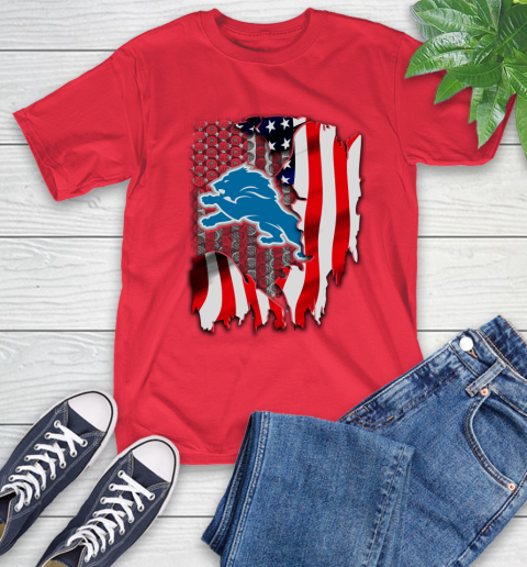 Detroit Lions NFL Football American Flag T-Shirt 11