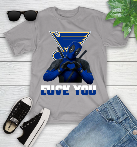 NHL St.Louis Blues Deadpool Love You Fuck You Hockey Sports Youth T-Shirt 4