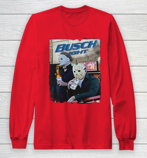 Michael Myers And Jason Voorhees Busch Light Halloween Long Sleeve T-Shirt 7