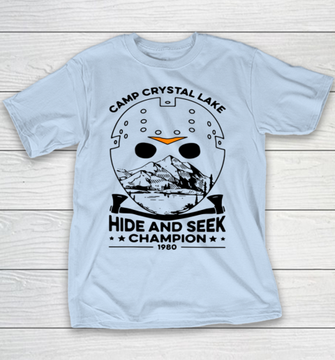 Camp Hide And Seek Champion Crystal Lake 1980 Halloween Youth T-Shirt 4