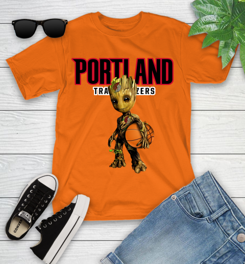 Portland Trail Blazers NBA Basketball Groot Marvel Guardians Of The Galaxy Youth T-Shirt 7
