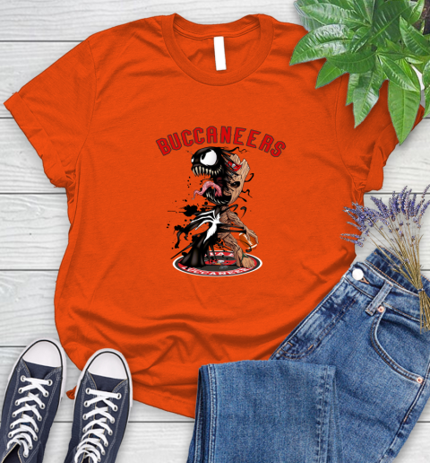 NFL Tampa Bay Buccaneers Football Venom Groot Guardians Of The Galaxy Women's T-Shirt 4