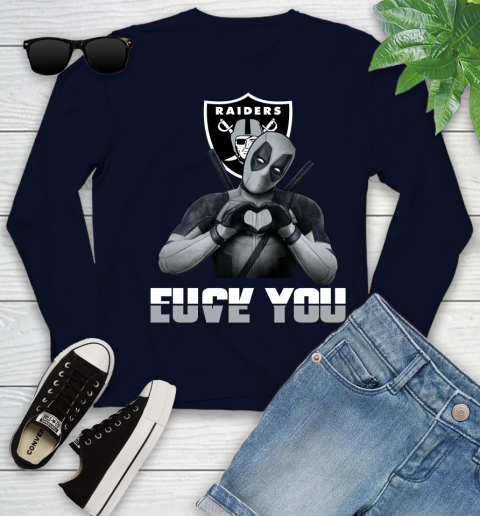 NHL Oakland Raiders Deadpool Love You Fuck You Football Sports Youth Long Sleeve 2