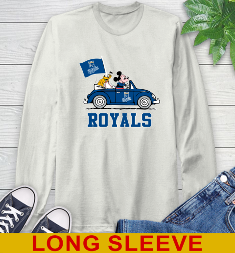 MLB Baseball Kansas City Royals Pluto Mickey Driving Disney Shirt Long Sleeve T-Shirt 12