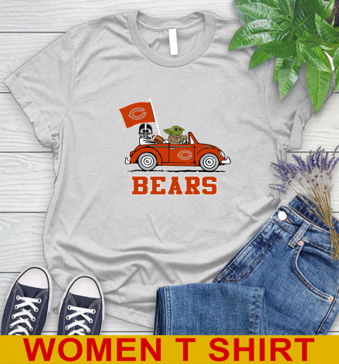 NFL Football Chicago Bears Darth Vader Baby Yoda Driving Star Wars Shirt Women's T-Shirt