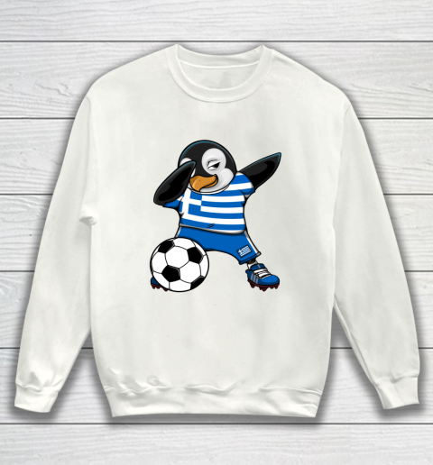 Dabbing Penguin Greece Soccer Fans Jersey Football Lovers Sweatshirt