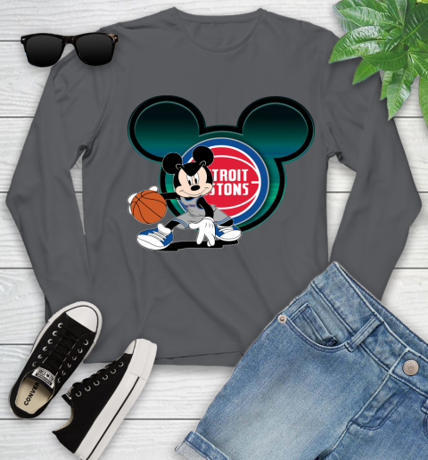NBA Detroit Pistons Mickey Mouse Disney Basketball Youth Long Sleeve 8