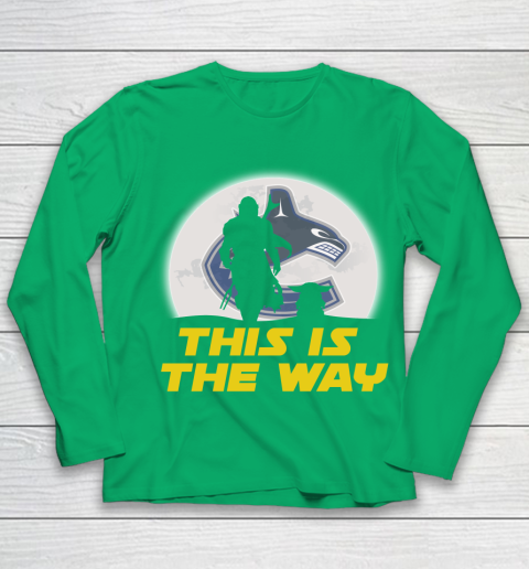 Vancouver Canucks NHL Ice Hockey Star Wars Yoda And Mandalorian This Is The Way Youth Long Sleeve 4