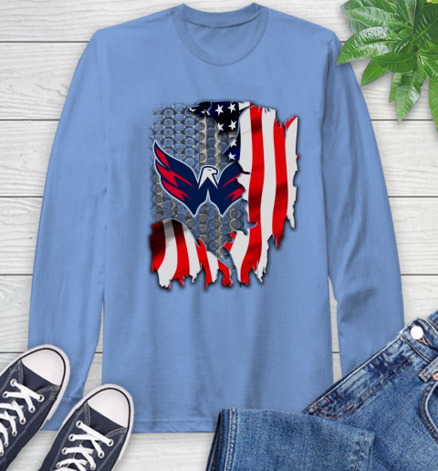 Washington Capitals NHL Hockey American Flag Long Sleeve T-Shirt 12