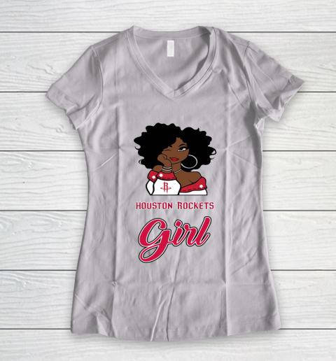 Houston Rockets Girl NBA Women's V-Neck T-Shirt 2