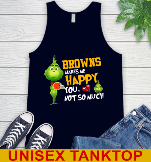 NFL Cleveland Browns Makes Me Happy You Not So Much Grinch Football Sports Tank Top 2
