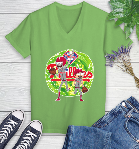 MLB Philadelphia Phillies Rick And Morty Baseball Sports Women's V-Neck T-Shirt 11