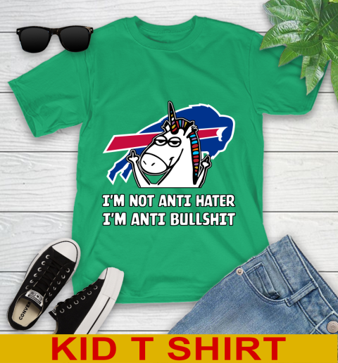 Buffalo Bills NFL Football Unicorn I'm Not Anti Hater I'm Anti Bullshit Youth T-Shirt 6