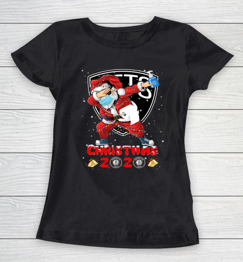 Brooklyn Nets Funny Santa Claus Dabbing Christmas 2020 NBA Women's T-Shirt