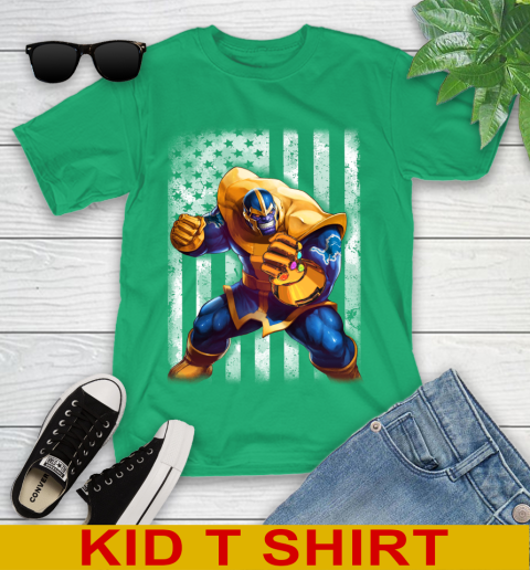 NFL Football Detroit Lions Thanos Marvel American Flag Shirt Youth T-Shirt 7