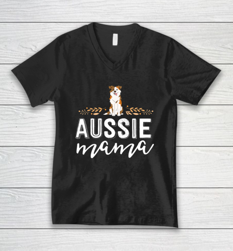 Dog Mom Shirt Aussie Mama Dog Mom Shirt For Women Australian Shepherd V-Neck T-Shirt