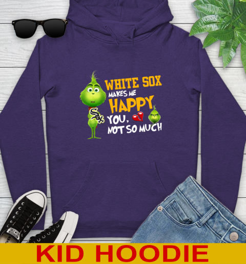 MLB Chicago White Sox Makes Me Happy You Not So Much Grinch Baseball Sports Youth Hoodie 5
