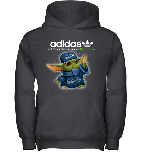 Baby Yoda Adidas All Day I Dream About Seattle Seahawks Youth Hoodie