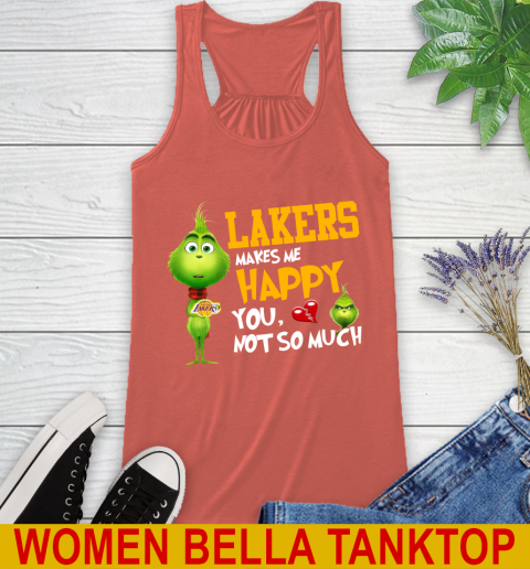 NBA Los Angeles Lakers Makes Me Happy You Not So Much Grinch Basketball Sports Racerback Tank 3